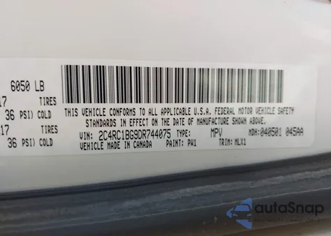 2013 Chrysler Town & Country Touring из США, поврежденный, VIN 2C4RC1BG9DR744075